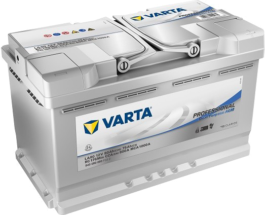 Deux batteries auxiliaires AGM Varta LA80 et convertisseur de